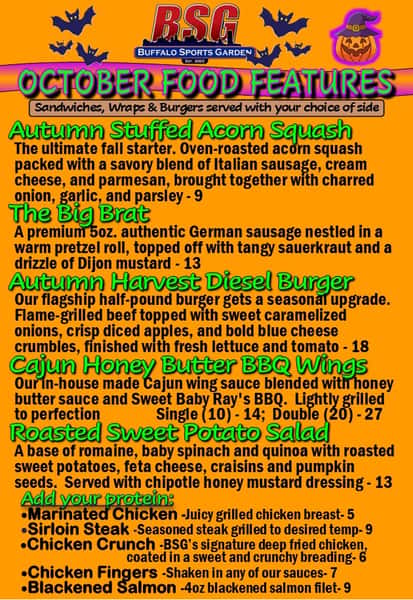 October 2026 Food Features menu
