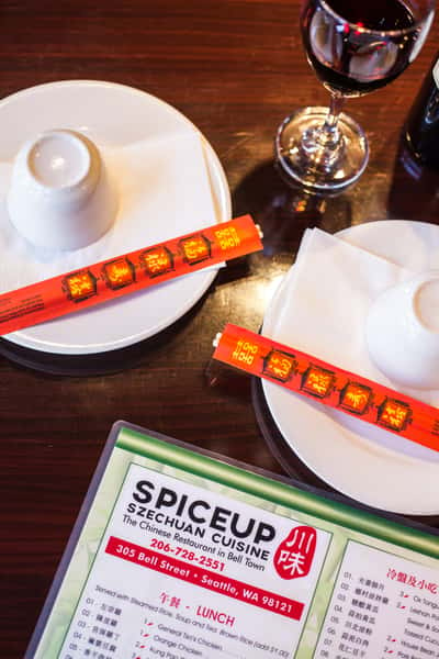 chopsticks and menu