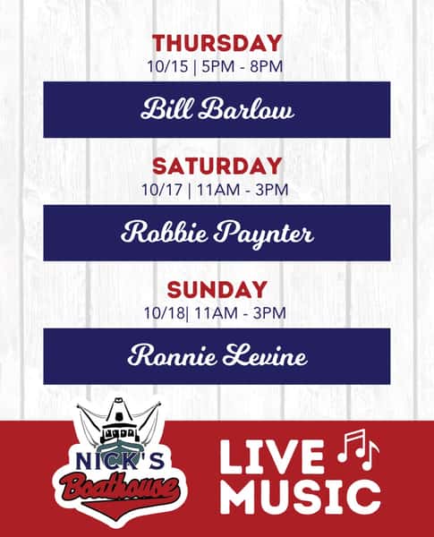 The weekend starts early on the dock. 🎶
Join us at Nick’s this Thursday as Bill Barlow kicks off live entertainment from 5–8 PM!
Enjoy an evening of live music, fresh coastal dishes, handcrafted cocktails and beautiful views of Pensacola Bay.
Make your dinner plans at Nick’s and stay for the music. We’ll see you dockside!