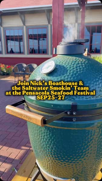 Pensacola Seafood Festival starts tomorrow, and the Smokin’ Team is ready. 🔥🐟

Find the Saltwater Restaurants Smokin’ Team serving up Nick’s Boathouse favorites, including our award-winning Smoked Tuna Dip, Shrimp & Crab Dip, and Gulf Shrimp Kabob & Rib Combo.

Come hungry, find us at the festival, and get a taste of Nick’s!