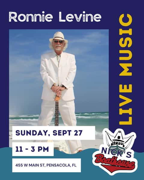 Sundays are for good food and live music on the dock. 🎶

Join us Sunday, September 27 from 11 AM–3 PM as Ronnie Levine performs family-friendly favorites live at Nick’s.

Gather the family, enjoy brunch by the bay and spend your Sunday with a soundtrack everyone can enjoy.