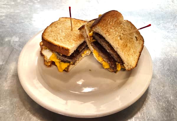 Breakfast Sandwich with Patty Sausage, Eggs and Cheese