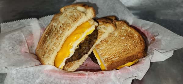 Breakfast Sandwich with Patty Sausage, Eggs and Cheese
