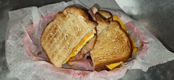 Breakfast Sandwich with Deli Ham, Eggs and Cheese