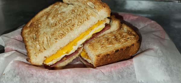 Breakfast Sandwich with Country Ham, Eggs and Cheese