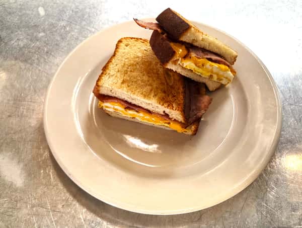 Breakfast Sandwich with Deli Ham, Eggs and Cheese