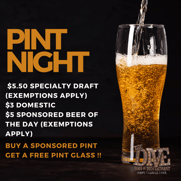 Pint Night!! - The Dive Bar &amp; Restaurant - Bar &amp; Grill in Denton, TX