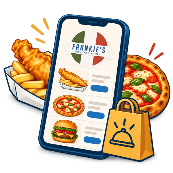 Frankie's Fish & Chips Pizzeria online ordering with fish and chips, pizza, and burgers