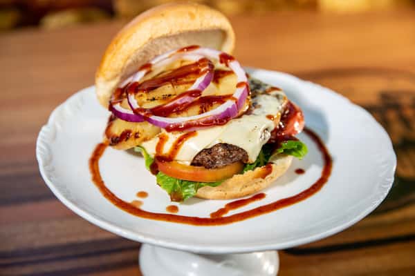 gourmet burger with onions