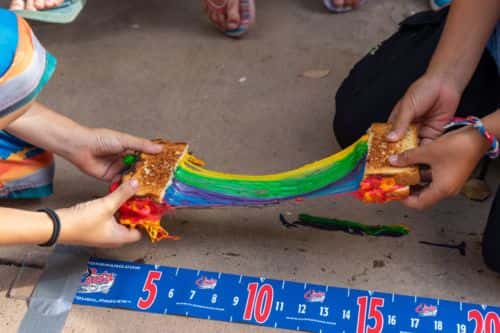 stretchy rainbow grilled cheese