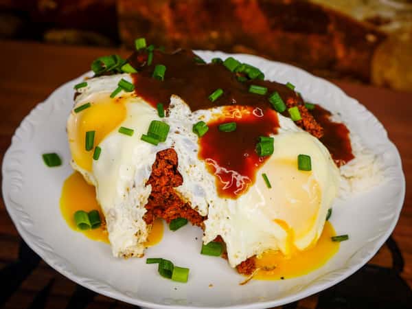 Fried Chicken or Beef Loco Moco Plate