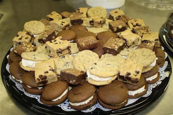 Dessert tray with whoopie pies, cookie pies, cookies and squares