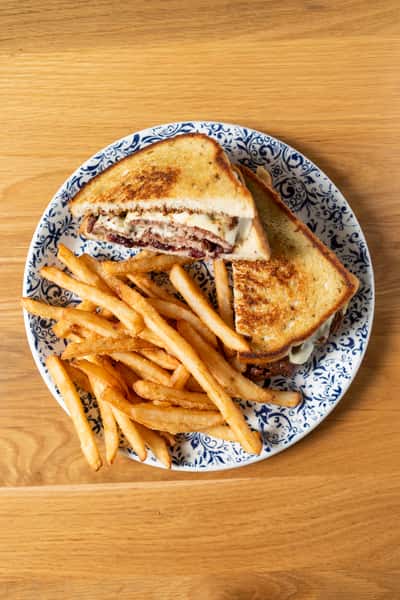 Lamb Patty Melt and Fries