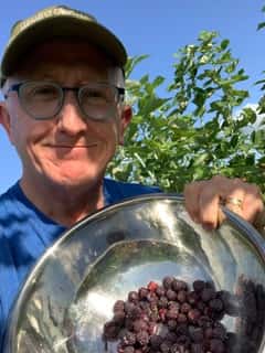 TJ with a bowl of cherries