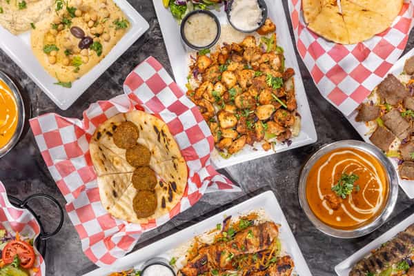 Top view shot of different dishes