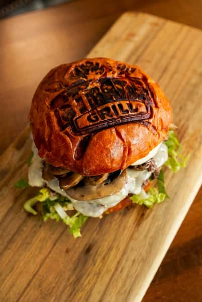 Burger with branded logo