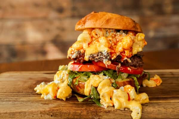 Burger with pasta