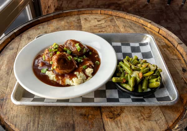 Wagyu Meatloaf Meatballs + Cabernet Spiked Brown Gravy