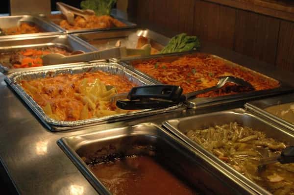 buffet assortment of dinner dishes