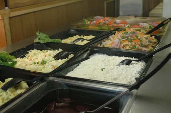 buffet assortment of dinner dishes