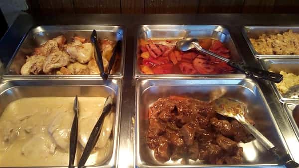 buffet assortment of dinner dishes