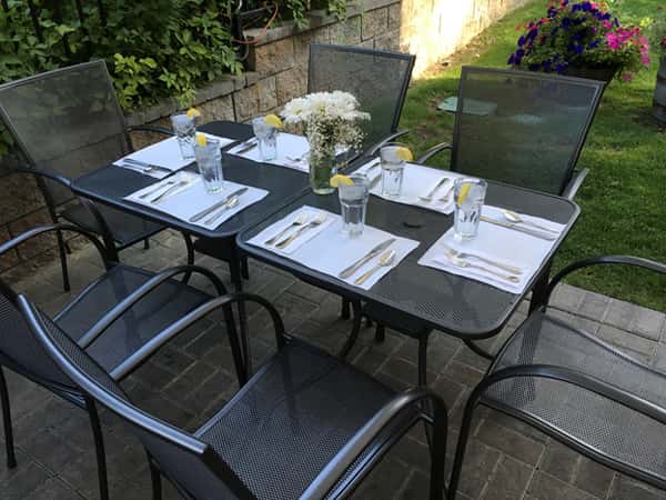 Table setting on a patio outside