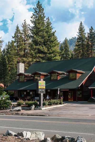 Grizzly cafe and parking lot from the other side of the road