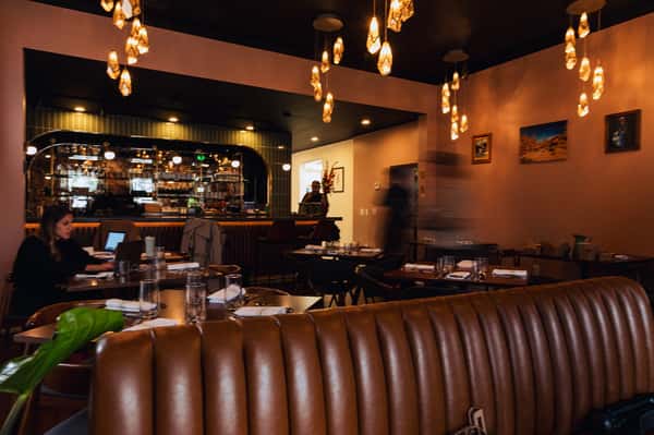 Interior dining room area with tables and booth seating