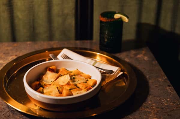 Bowl of pasta on a table