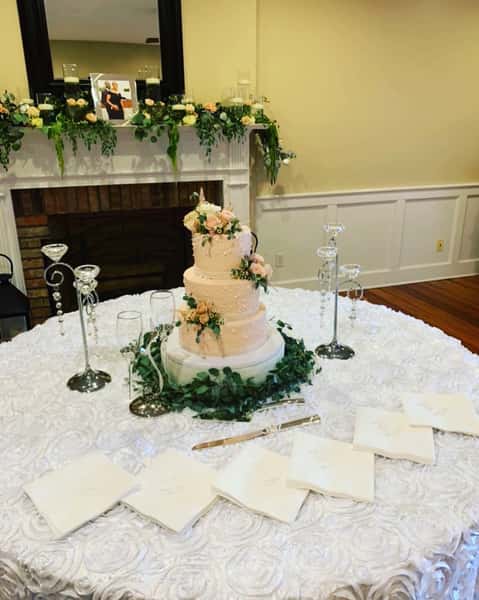 wedding cake on table 