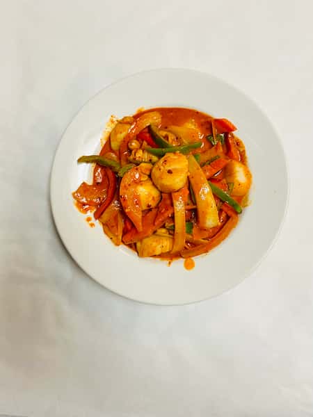Spicy Peanut Scallops