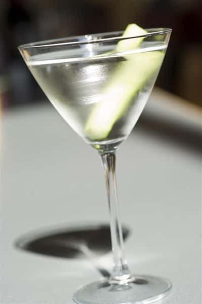 martini with lemongrass as a garnish