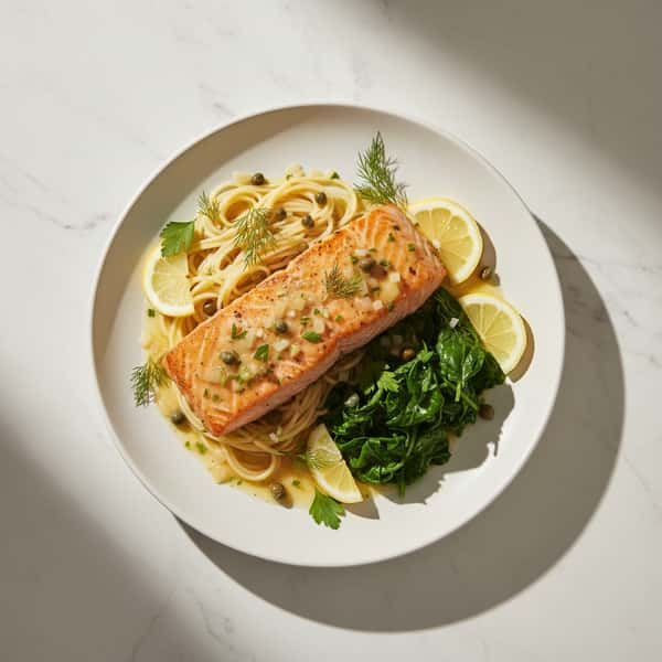 Salmon con Salsa al Limone e' Capperi