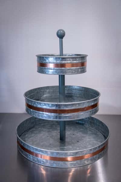 3 Tier Large Galvanized Aluminum w/Copper Trim