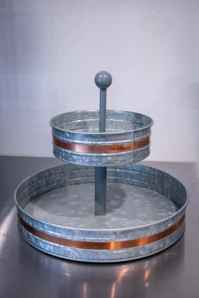 2 Tier Small Galvanized Aluminum w/Copper Trim