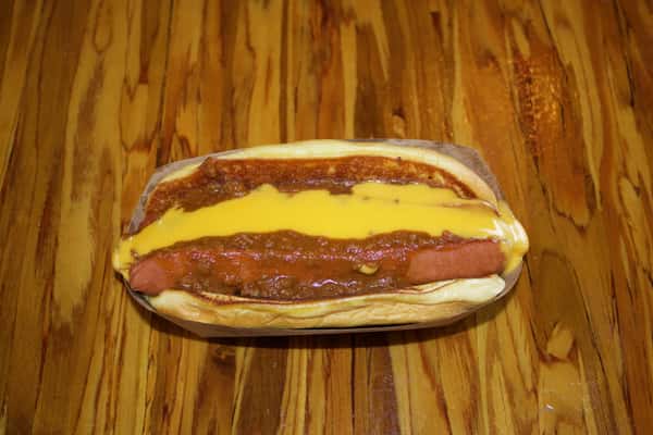 A chili cheese dog sits ready to be eaten at Main Street Eats.