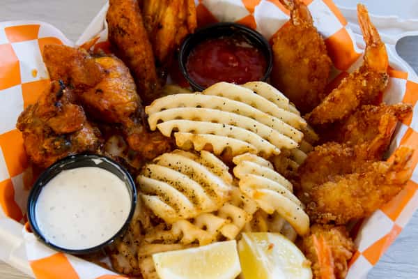 #5 - Cluck and Surf - 4 wings/6 shrimp