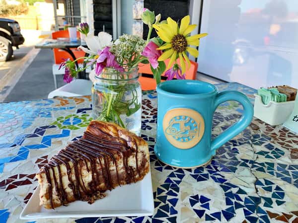 cake and coffee outdoor dining