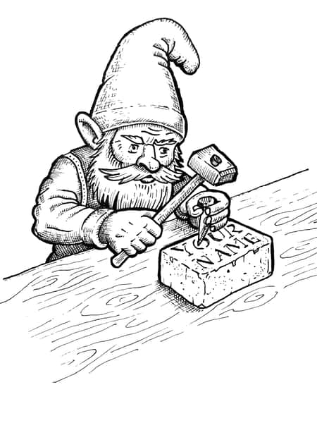 gnome engraving a brick