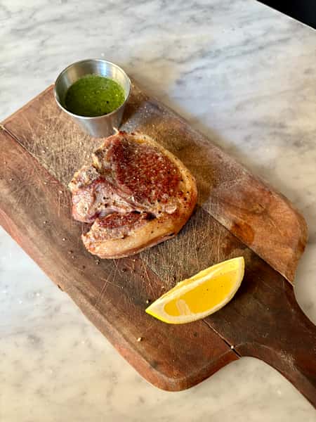 Lamb chop, lemon & mint sauce