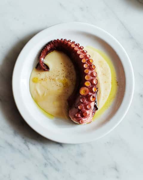 Octopus, fava bean & basil