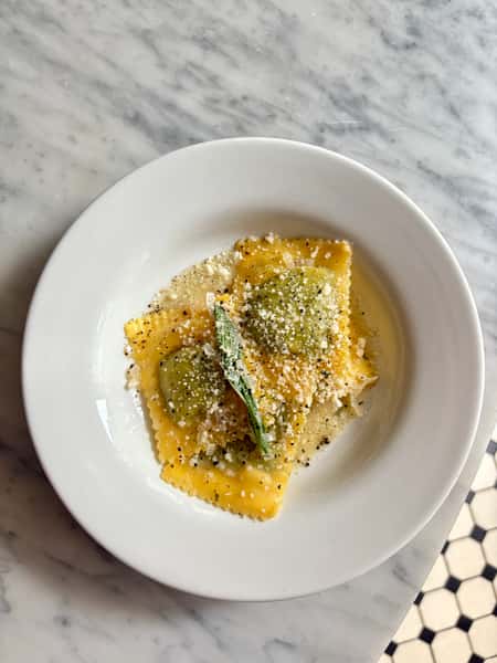 Ravioloni with cavolo nero, butter & sage