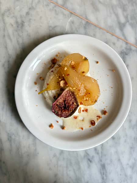 Poached pear, roasted fig & ricotta