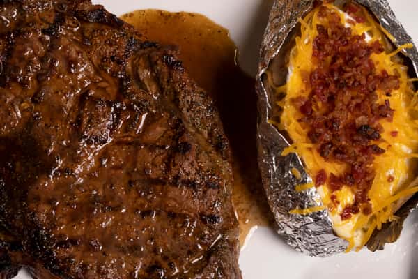 steak with baked potato