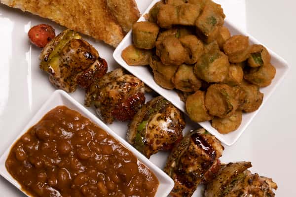 kabob with fried okra