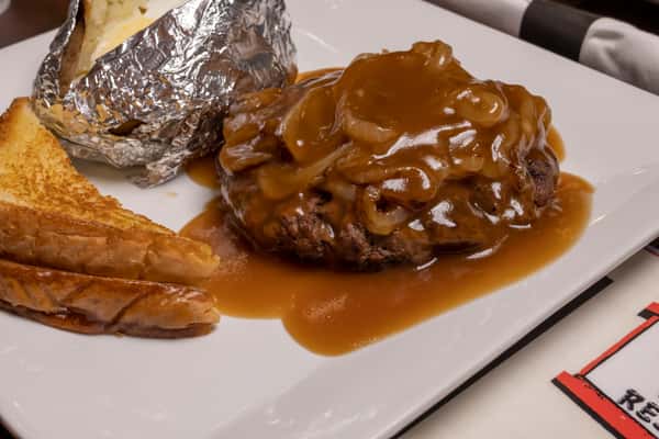 Hamburger Steak with Grilled Onions and Gravy