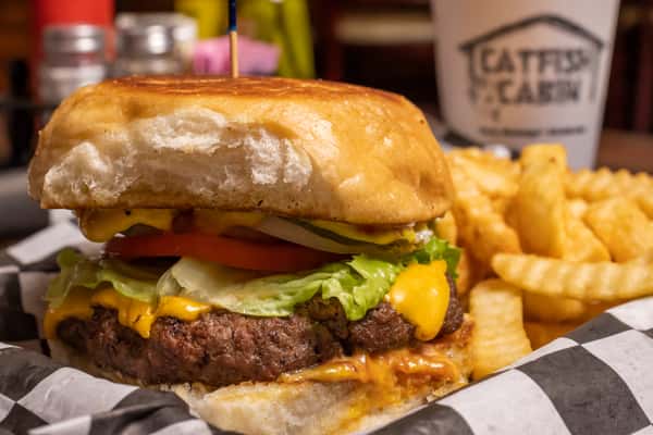 cheeseburger and fries