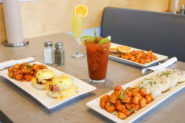 brunch dishes on a table