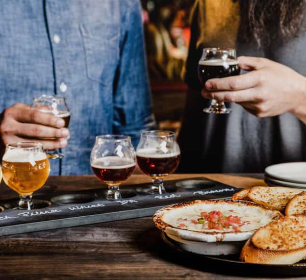 people with food and beer