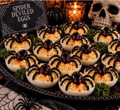 Spider Deviled Eggs